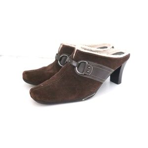 Aerosoles Brown Shearly Clog Mules Heel Sz 9.5